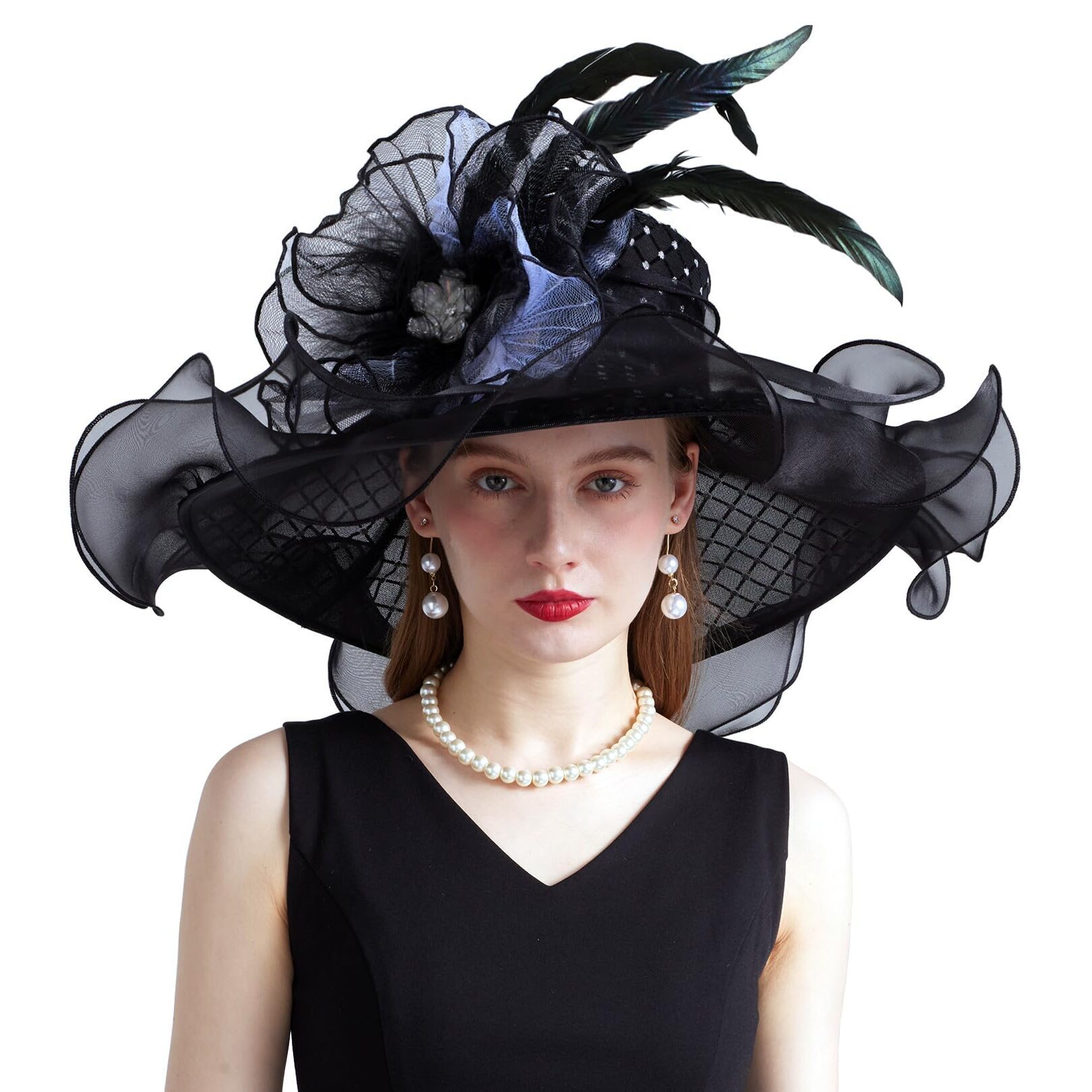4528 Women Organza Derby Hat Fascinator Tea Party Wedding Church